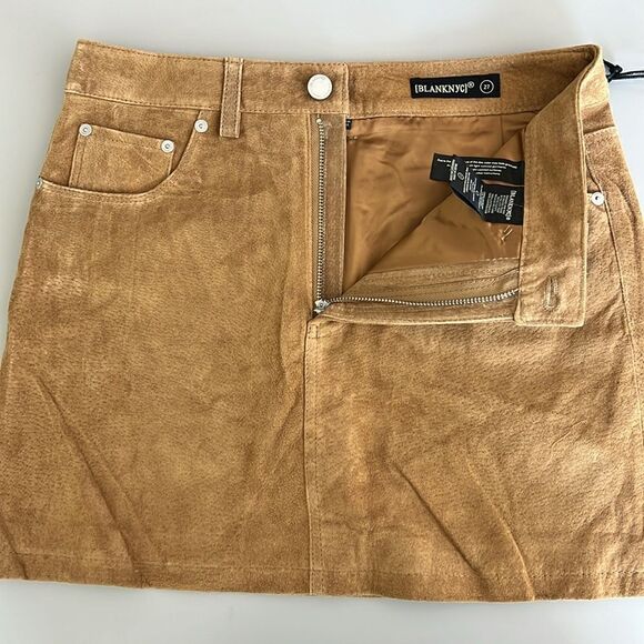 NWT Blank NYC Genuine Leather Real Suede Mini Skirt Size 27 - Picture 8 of 11